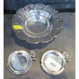 A continental silver dish together with two small silver dishes (3)