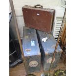 A pair of 'Vacationer' suitcases, with Cunard Line 'Stateroom' Baggage labels, 74 x 52 x 24 cm,