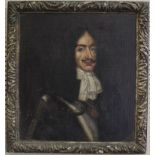 19th Century English School Bust length portrait of King Charles II oil on canvas (relined) 66 x