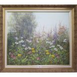 Gottwald Heinen (b1938) Alpine Flowers oil on canvas signed 59 x 69 cm Ex. W. Cutler Galleries,
