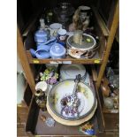 Various ceramics, including a Royal Doulton Billie and Buntie Bunnykins figure, various jasperwares,