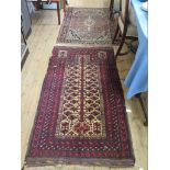 A Baluch Prayer rug, with tree of life on a camel field within a multiple border, 170 x 96 cm,