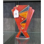 An Anita Harris Art Pottery fan shape vase, with triangular design, initialled S.J. 17 on the