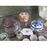 A Royal Worcester Connoisseur Collection pill box together with another unmarked with blue floral