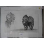 After Gary Hodges George Adamson with Boy and Christian limited edition print signed in pencil 53/