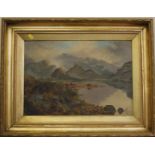 19th British School View of a loch oil on canvas unsigned 34 x 49 cm