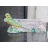 A Newport Pottery Clarice Cliff budgerigar design flower bowl, 28 cm long