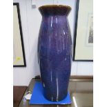 A Chinese flambe glaze oviform vase, 42cm, retailed by The Pier