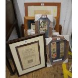 Two framed Victorian Stevengraph bookmarks, two framed editions of the Gloucester Journal (1823