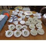 An Aynsley part tea service, with scale blue border and floral sprays, and various other teawares,
