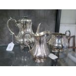 A three piece silver plated coffee set