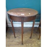 A George III style chevron banded mahogany occasional table, the oval top on square section tapering