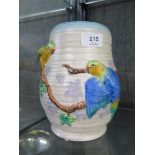 A Newport Pottery Clarice Cliff budgerigar design vase, 21 cm high