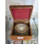 A C. Plath Hamburg ship's compass, in a Stanley of London gimbal and teak case, 15 cm square