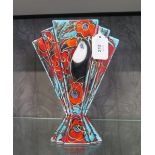 An Anita Harris Art Pottery fan shape vase, with toucan design, 24 cm high, signed on the base