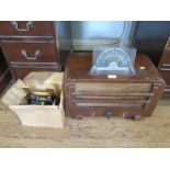 An Ultra 121 radiogram (as found), and an Essex miniature sewing machine