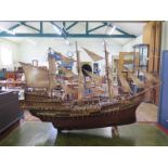 A scale model of a galleon in full sail, 126 cm long