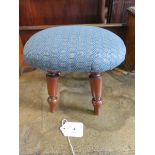 A Victorian turned wood footstool, with upholstered top, 24cm wide, 20cm high