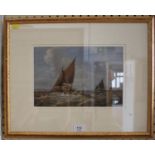 19th century English School Shipping in choppy coastal waters oil on board (mounted and framed)