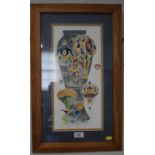 Jeanne McDougall Design for the Millennium Hot Air Balloons vase watercolour signed and dated 1998