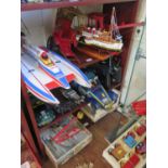 Triang red steel crane, Tamiya Vospa kit, Corgi Simon Snorkel, SDL Paddle Steamer, sedan chair,