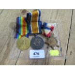 Three medals for WWI presented to 18599 PTE C Smith North D. Fus