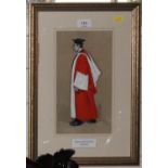 R.H. Doctor of Civil Law, Durham - Full length portrait watercolour and white initialled R.H. and