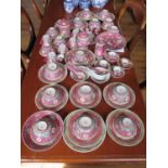 A Chinese dinner service with pink enamel, including bowls, plates, dishes, serving ware and tea