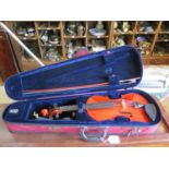 A Stentor Student II violin, length of back 37 cm, with bow and fitted case