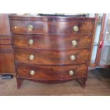 A 19th century mahogany bowfront chest of drawers, with two short and three long graduated drawers