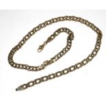 A 9 carat gold flat link neck chain