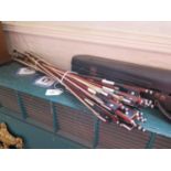 Twenty various full size and junior violin bows, in varying condition, one stamped Prima 200,