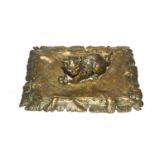 A bronze figure of a cat sitting on a carpet, in the style of Franz Bergman, 14.5 cm x 11 cm
