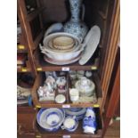 Six Victorian 'Fairings', Cornish slipwares, blue and white table wares, and various other