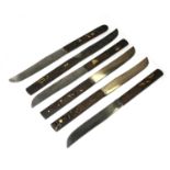 A set of six Japanese knives with Kozuka decorative handles