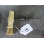 A bone brush handled cork screw, 16 cm long