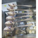 Set of six silver bright-cut coffee spoons