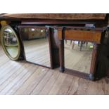 A Regency inlaid mahogany wall mirror, with ball applied frieze, rectangular plate and fluted