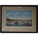A View of Westminster Bridge from Lambeth coloured engraving printed for Robert Wilkinson, 58
