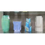 Art Deco architectural vases including Shorter & Son. Ltd, Cerulean blue Rhomboid with running