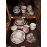 Three Victorian pot lids, other Victorian china and later ornaments (3 trays)