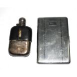 A small spirit flask and a chrome cigarette case
