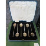 A cased set of six coffee spoons by Walker & Hall