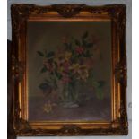 Christopher Hill Still life of flowers in a glass baluster vase oil on canvas signed 60 x 50 cm