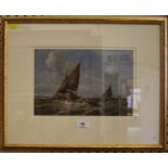 19th century English School Shipping in choppy coastal waters oil on board (mounted and framed)