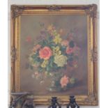 Christopher Hill Still life of flowers in a glass goblet oil on canvas signed 60 x 50 cm