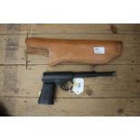 A T.J. Harrington & Son The Gat J101 4.5mm air pistol, with leather holster