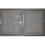 After Roy Woodard Le Temps Passe I and II silkscreen prints signed inscribed and numbered 33/250
