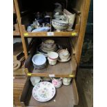 Victorian china tea cups, table wares and other later ornaments (3 trays)