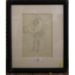 Dame Laura Knight (1877 - 1970) Study of a figure in riding boots pencil sketch signed in pencil